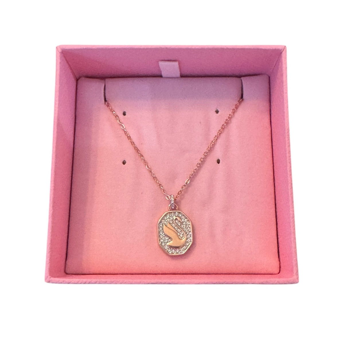Swarovski Signum pendant Swan, Long, White, Rose gold-tone plated Necklace