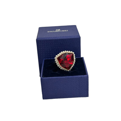 Swarovski Gold-tone Plated Red Lucky Goddess Cocktail Ring, Size 50-55