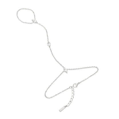 Marquise CZ Hand Chain Bracelet Ring silver