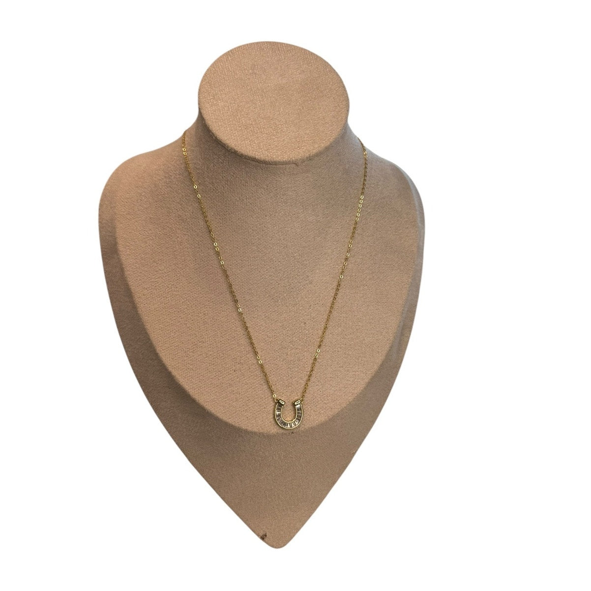 Horseshoe CZ Pendant Necklace Solid 925 Sterling Silver Gold Horseshoe