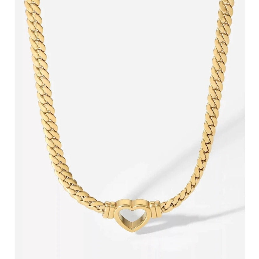 Womens Heart Necklace 18 K gold plated