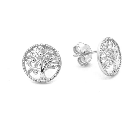 Tree Of Life Stud Earrings 925 Sterling Silver