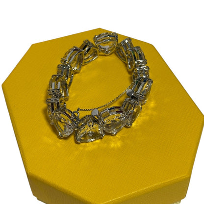 Swarovski Millenia bracelet Triangle cut crystals, White, Rhodium plated M