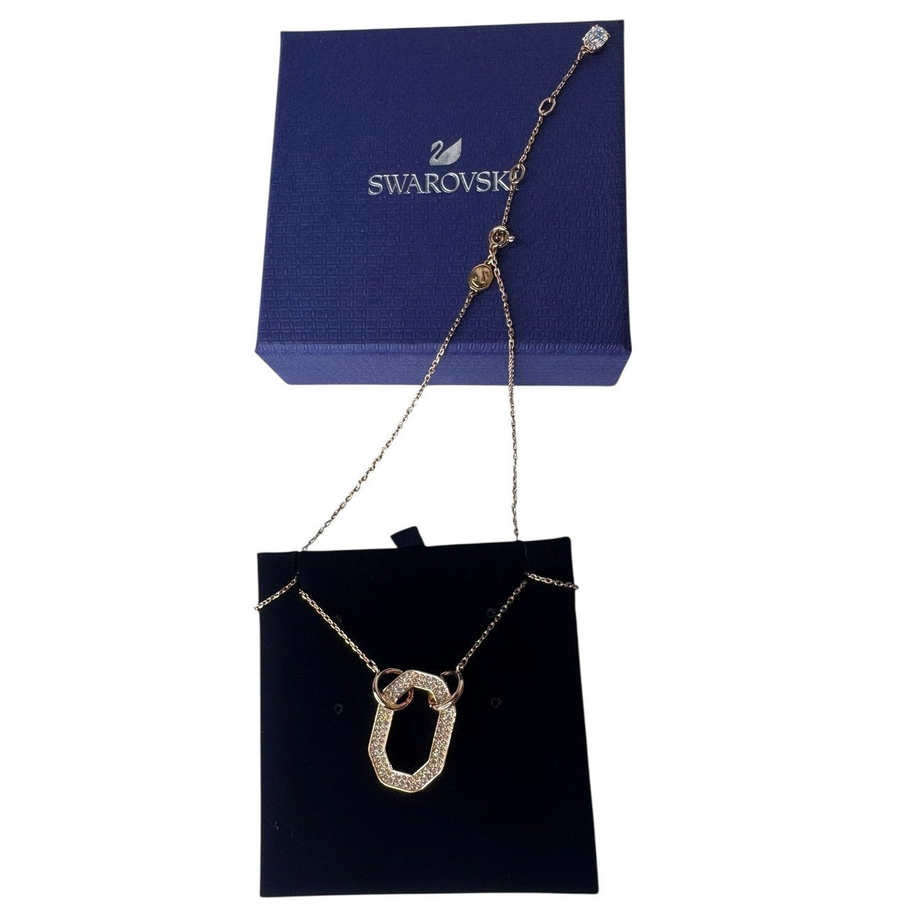 Swarovski Dextera Pendant Octagon Shape, Pavé, White, Rose Gold-Tone Plated