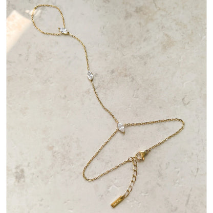 Golden Whisper Hand Chain with three marquise