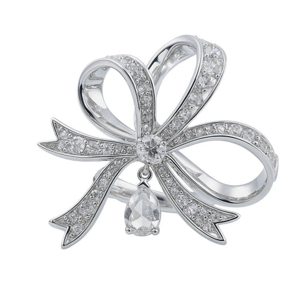 Swarovski Volta Cocktail Ring Bow White Crystal Rhodium Plated 55 /7