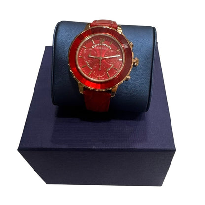 Swarovski Octea Lux Chrono,  Red Leather Rose Gold Tone Women's Watch