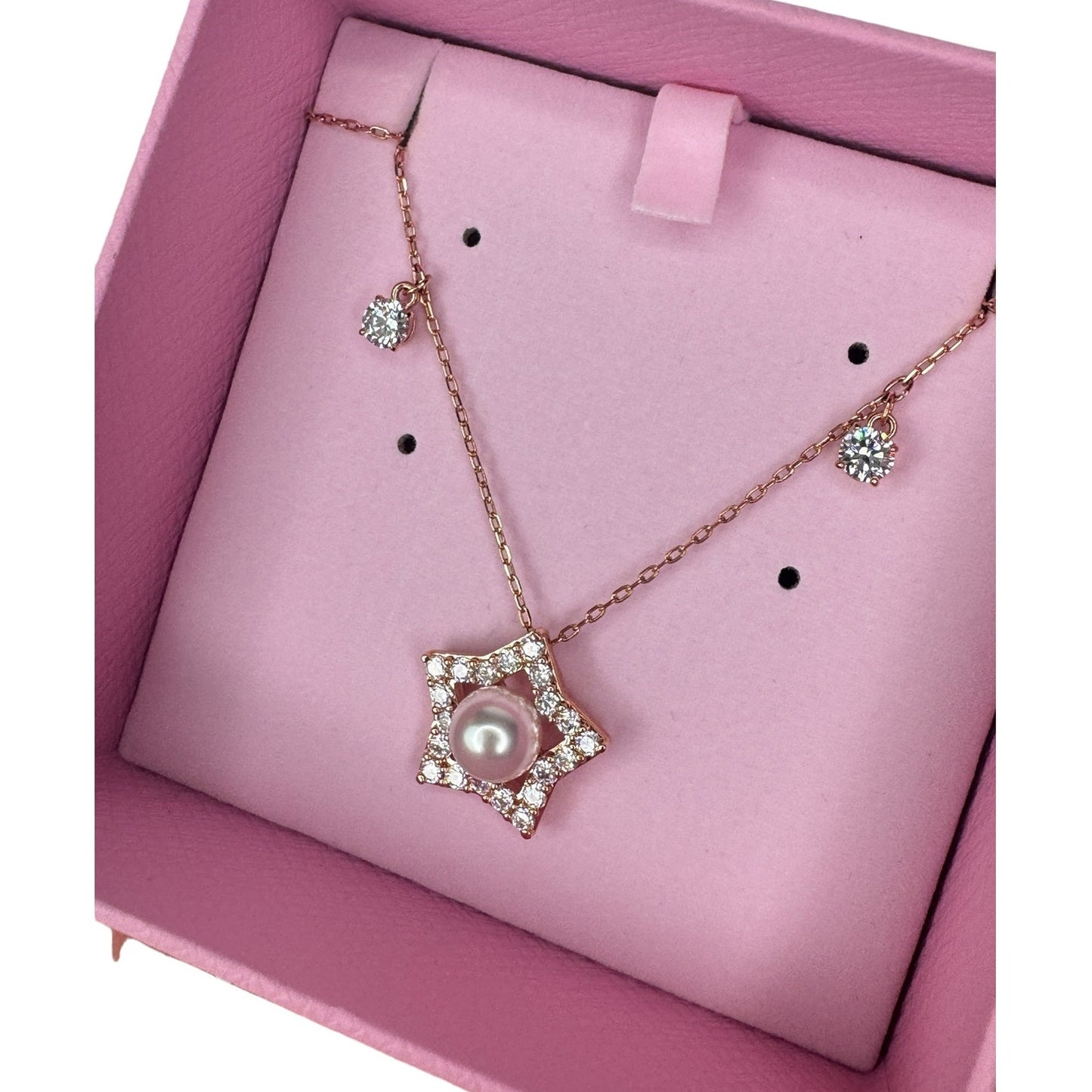 Swarovski Stella Necklace (Mixed cuts, Star, White, Rose gold-tone plated)