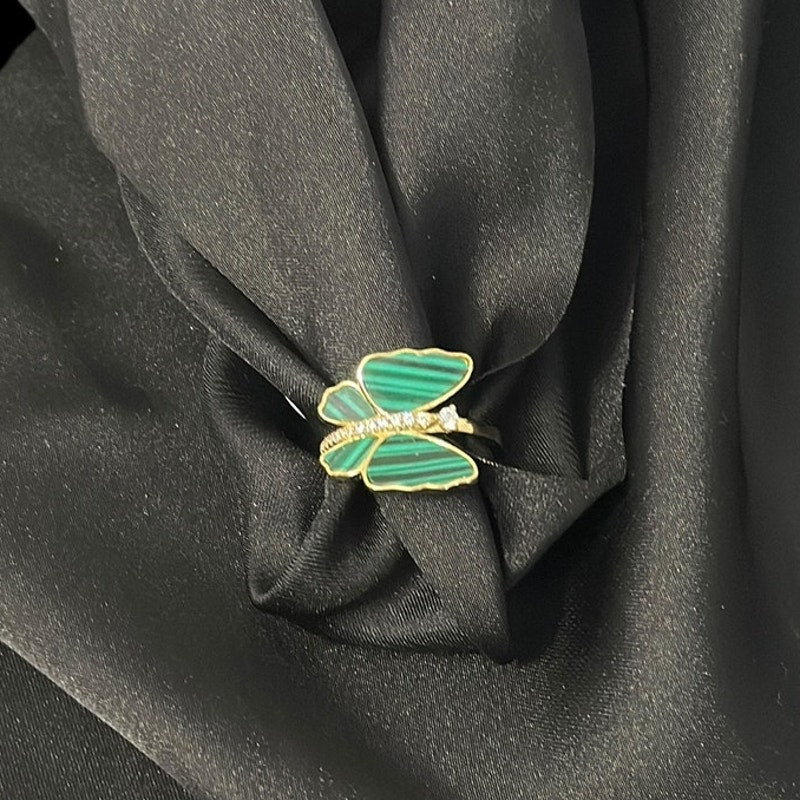 Beautiful Green Butterfly Ring Delicate  Accent Jewelry