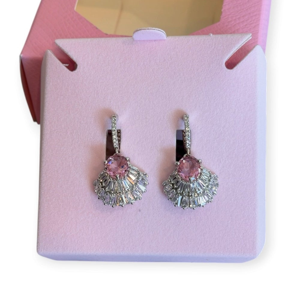 Swarovski Idyllia Drop Earrings, Pink, Mixed Cuts, rhodium-plated metal