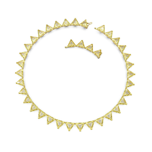 Swarovski Ortyx necklace Triangle cut, Yellow, Gold-tone plated