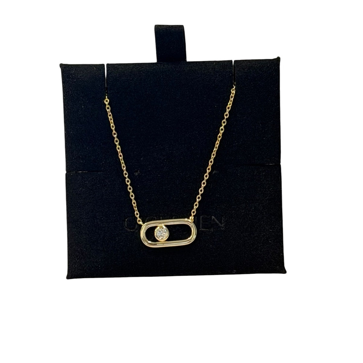 14K Gold Plated Geometric Necklace, 925 Sterling Silver CZ Pendant