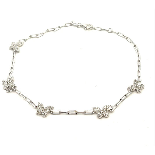 Butterfly Anklet for Women Elegant & Adjustable Foot Jewelry 925 Sterling Silver