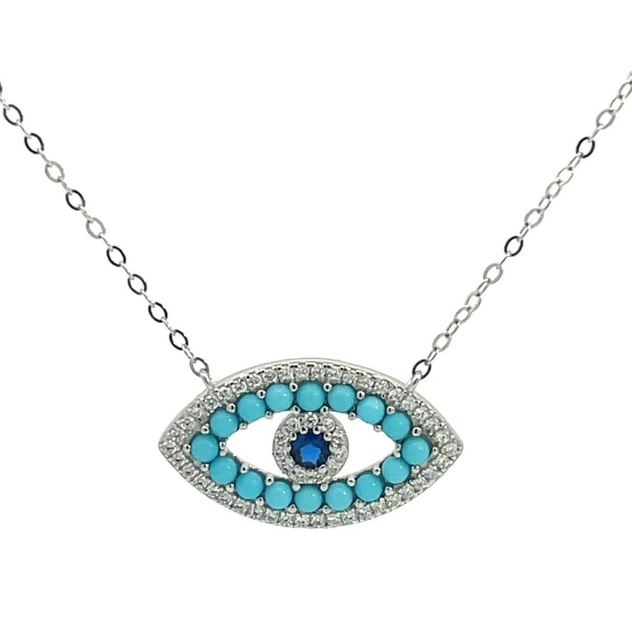 Evil Eye Pendant Necklace with Cubic Zirconia Elegant Protection Jewelry