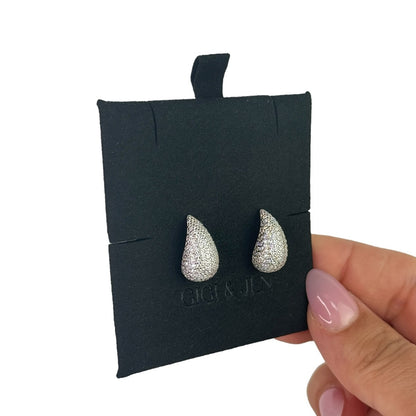 Pave tear drop earrings Small 925 sterling silver & Cubic Zirconia.