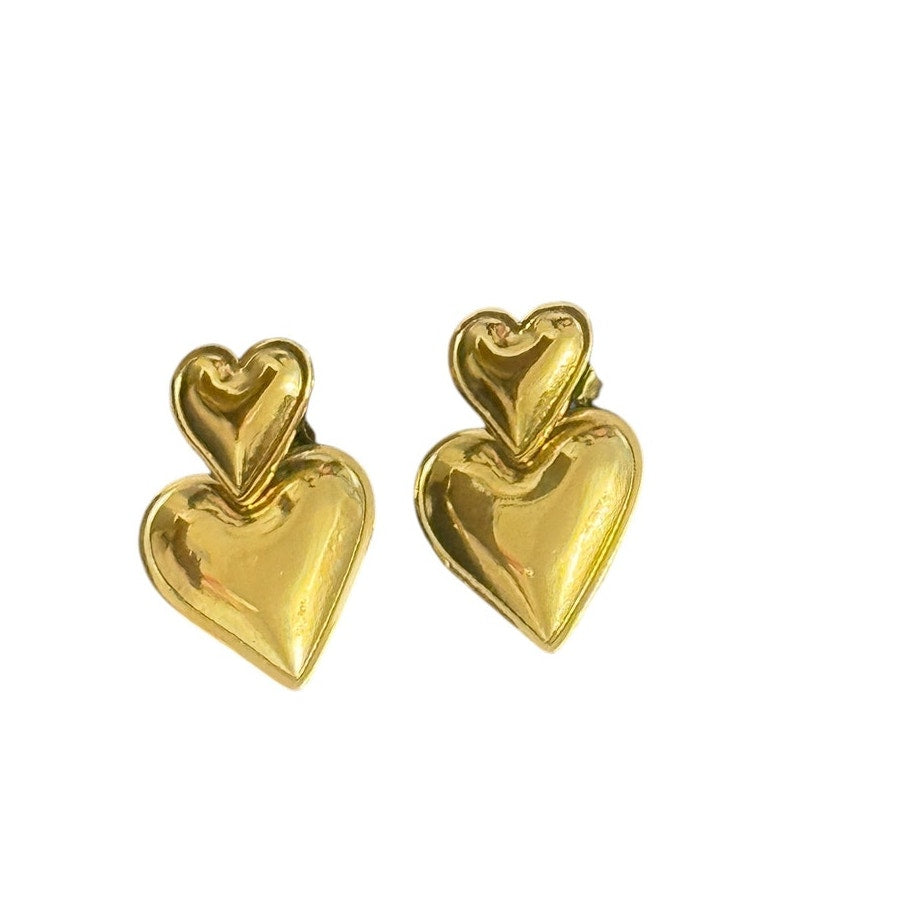 Charming Double Heart Stainless Steel Earrings for Women