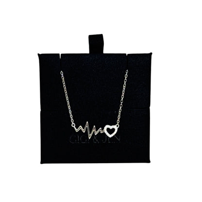 Heartbeat Necklace Silver Tone