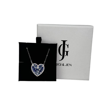 Blue Heart of Shine Silver Necklace