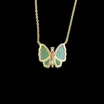 Butterfly Necklace with Green Cubic Zirconia Elegant Design