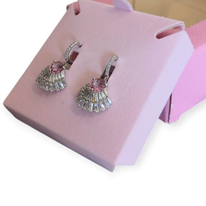 Swarovski Idyllia Drop Earrings, Pink, Mixed Cuts, rhodium-plated metal