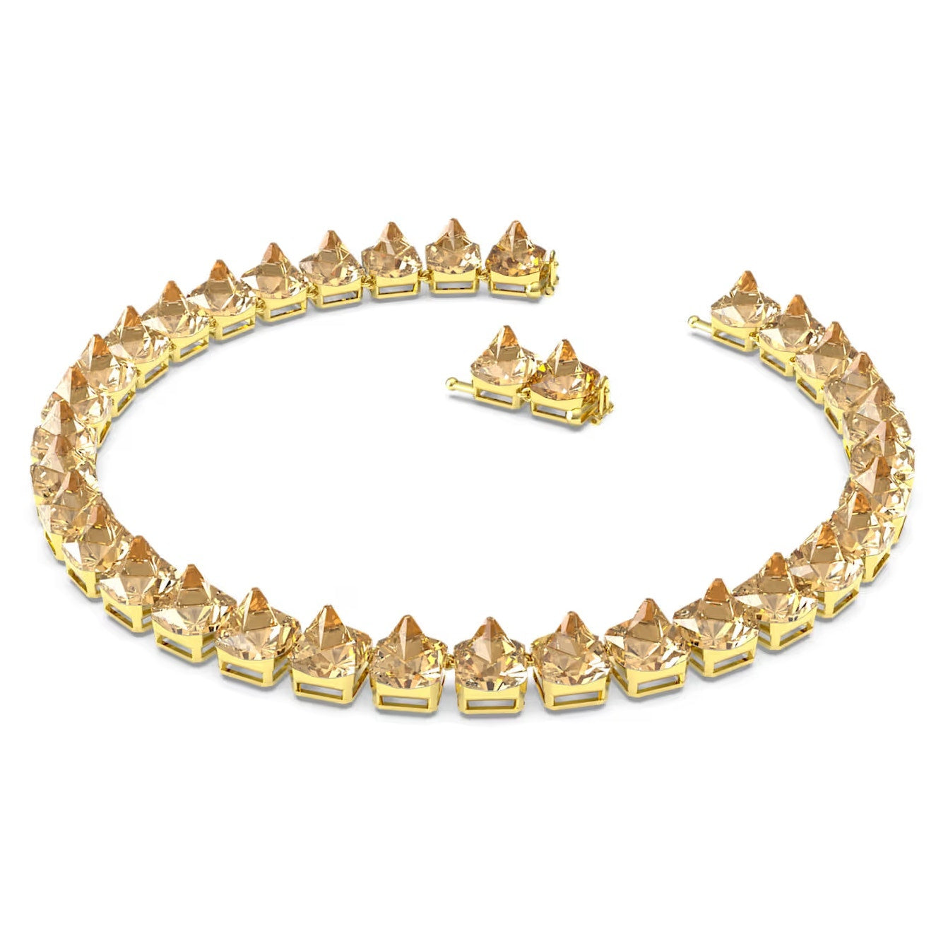 Swarovski Matrix Tennis Necklace (Pyramid cut, Gold tone, Gold-tone plated)