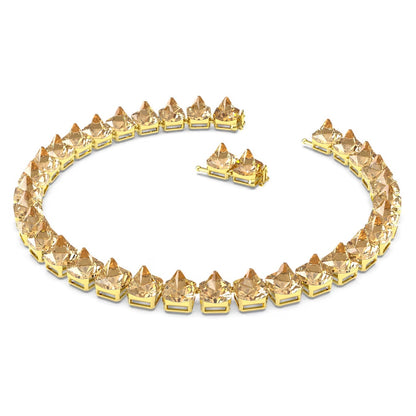 Swarovski Matrix Tennis Necklace (Pyramid cut, Gold tone, Gold-tone plated)