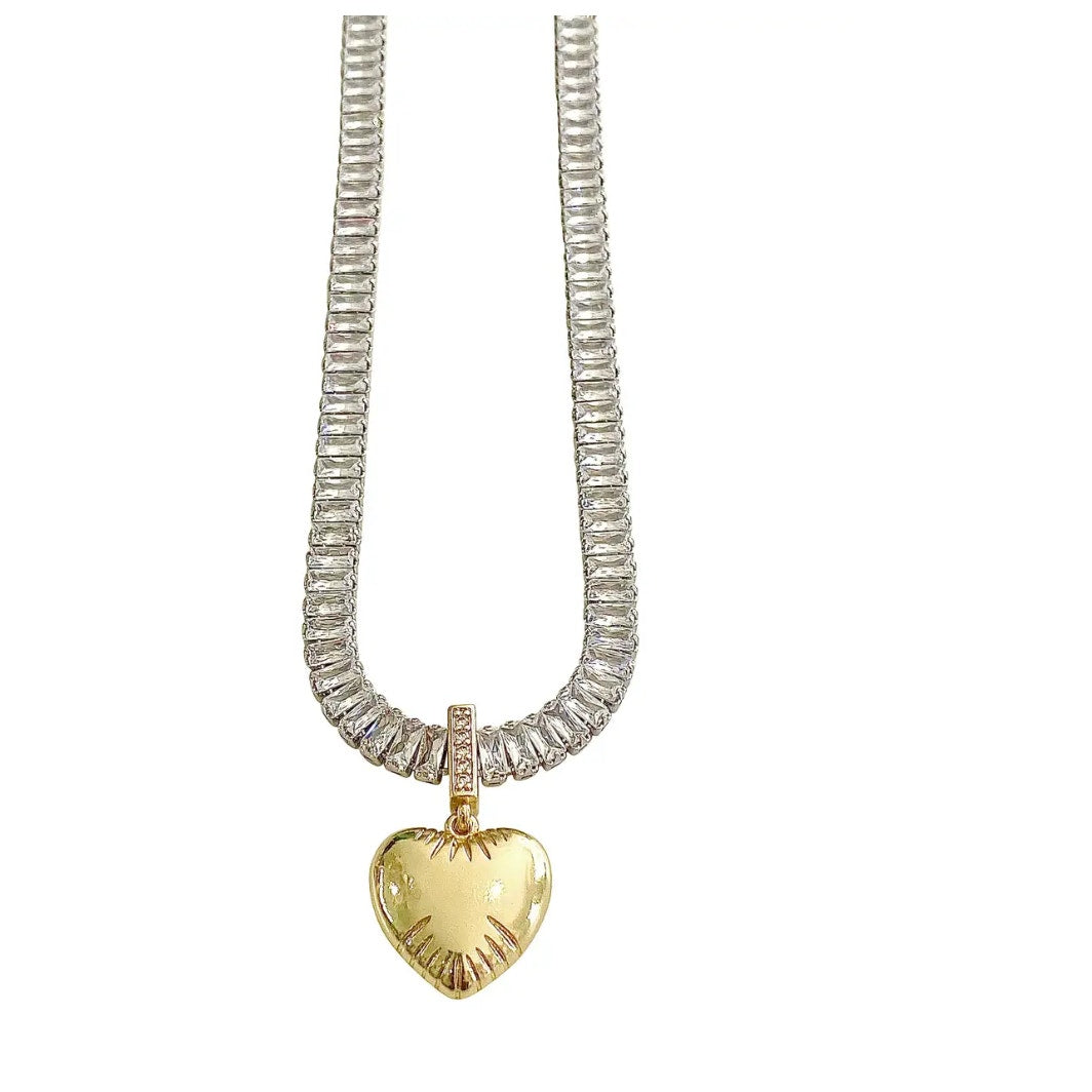 Kiki Heart Choker Necklace in Silver and Gold | Trendy Women's Accessory