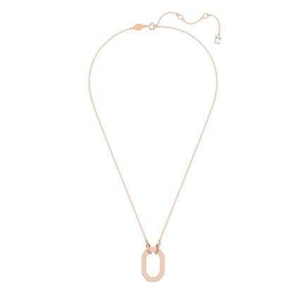 Swarovski Dextera Pendant Octagon Shape, Pavé, White, Rose Gold-Tone Plated