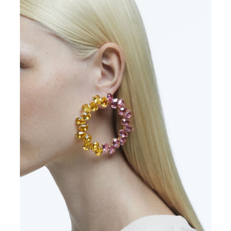 Swarovski Millenia hoop earrings Pear cut crystals, Multicolored
