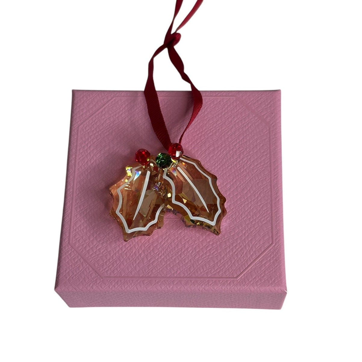 Swarovski Holiday Cheers Gingerbread Holly Leaves Ornament