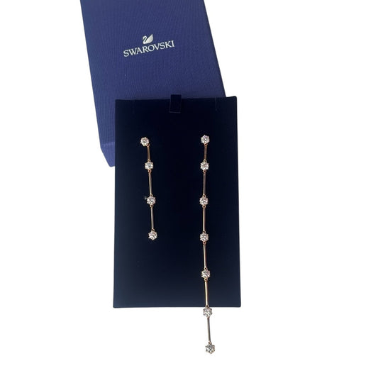 Swarovski Constella drop earrings Round cut, White, Rose gold-tone plated