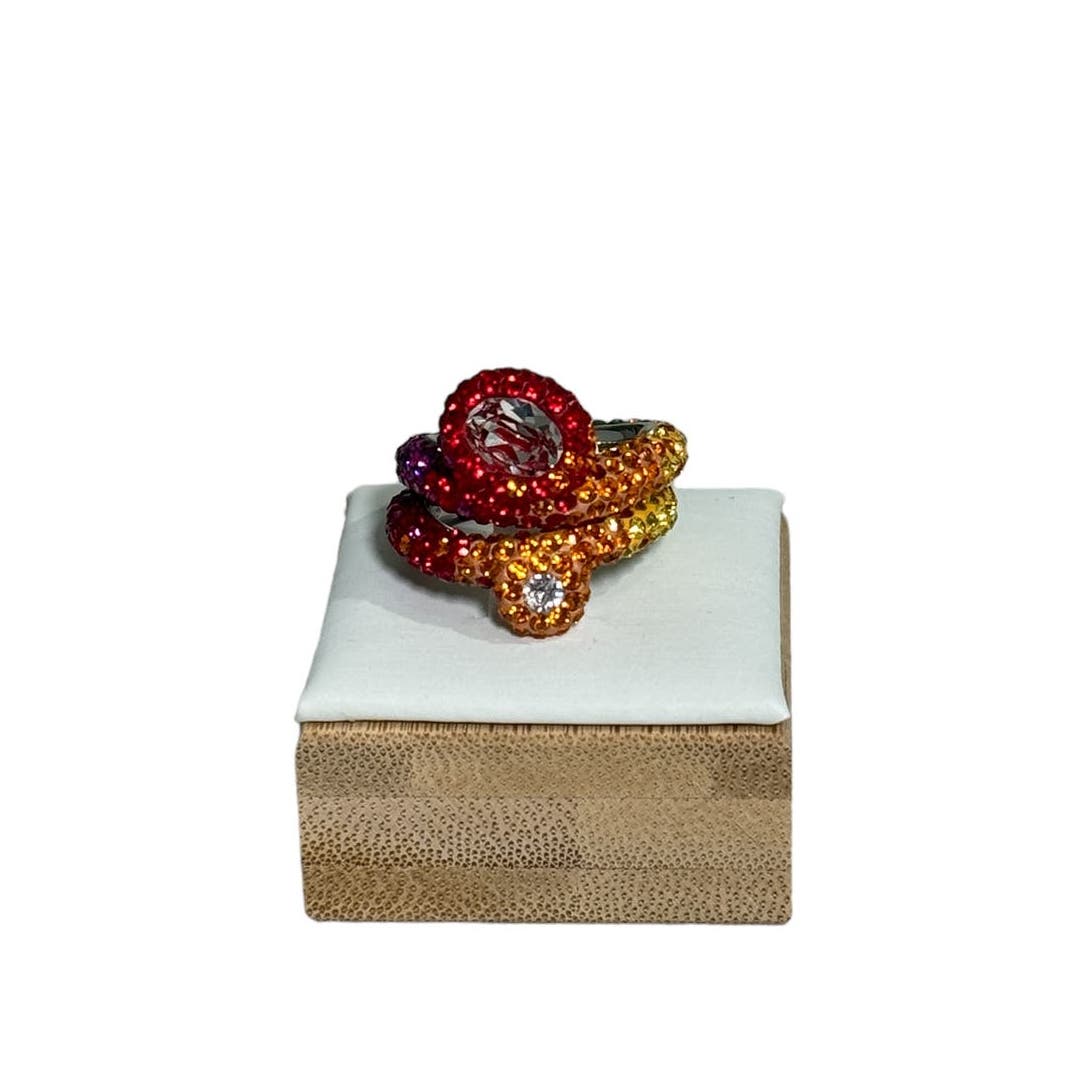 Swarovski Atelier Tigris ring Set (2) Mixed cuts, Water droplets, Multicolored, Rhodium plated New