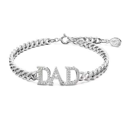 Swarovski Dad Bracelet, White, Rhodium Plated Large