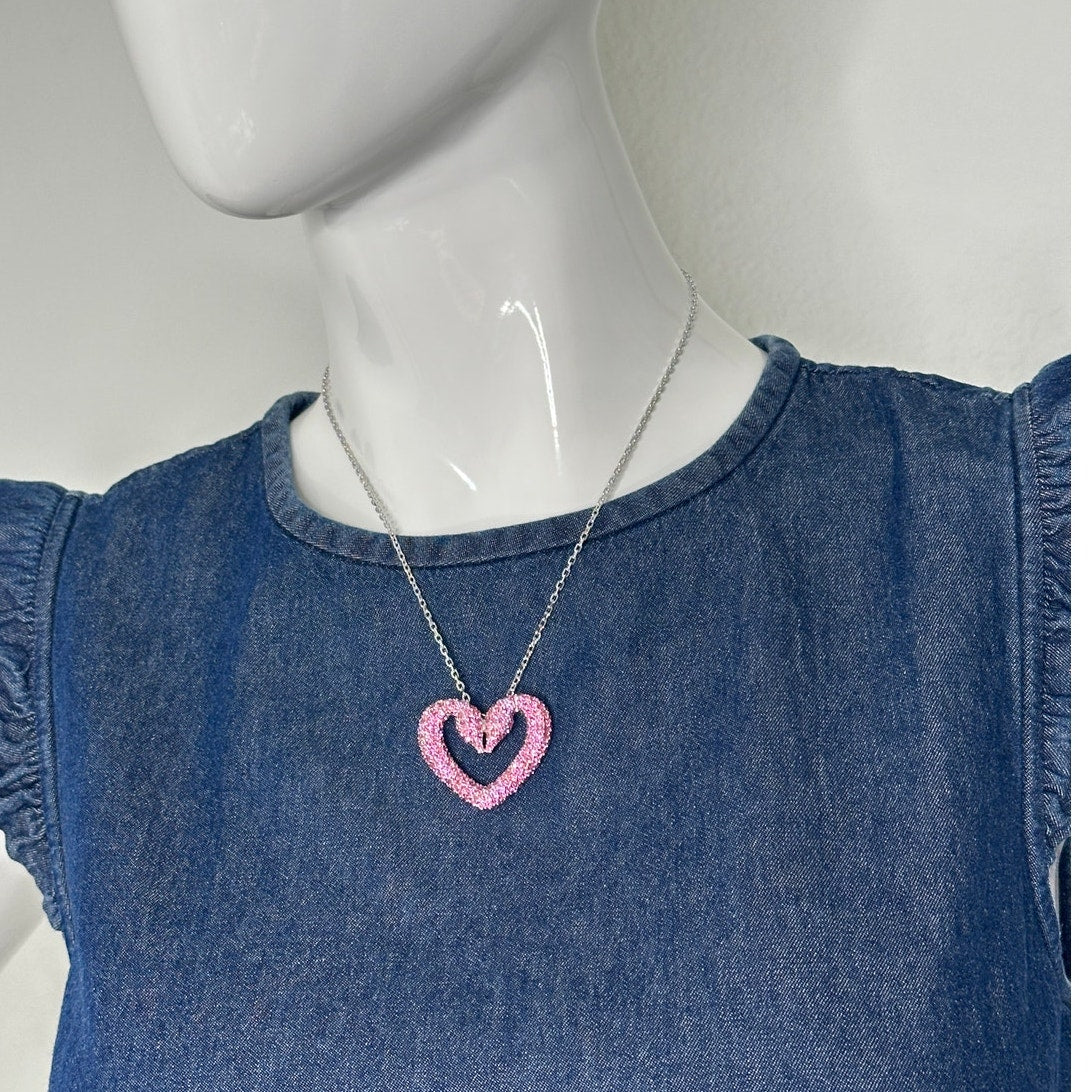 Swarovski Sublima Pendant (Pink) Swan Heart, Large, Necklace