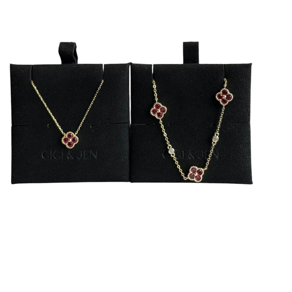 Necklace & Bracelet Red floral Jewelry Set