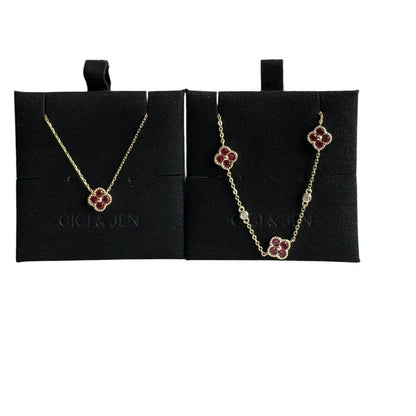 Necklace & Bracelet Red floral Jewelry Set