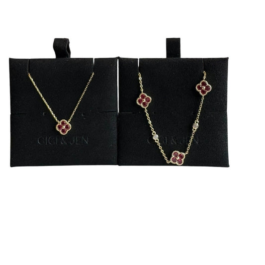 Necklace & Bracelet Red floral Jewelry Set