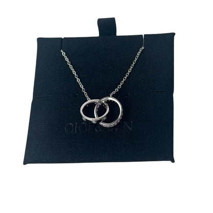 Unbreakable Bond two ring Interlocking Circle Silver Necklace