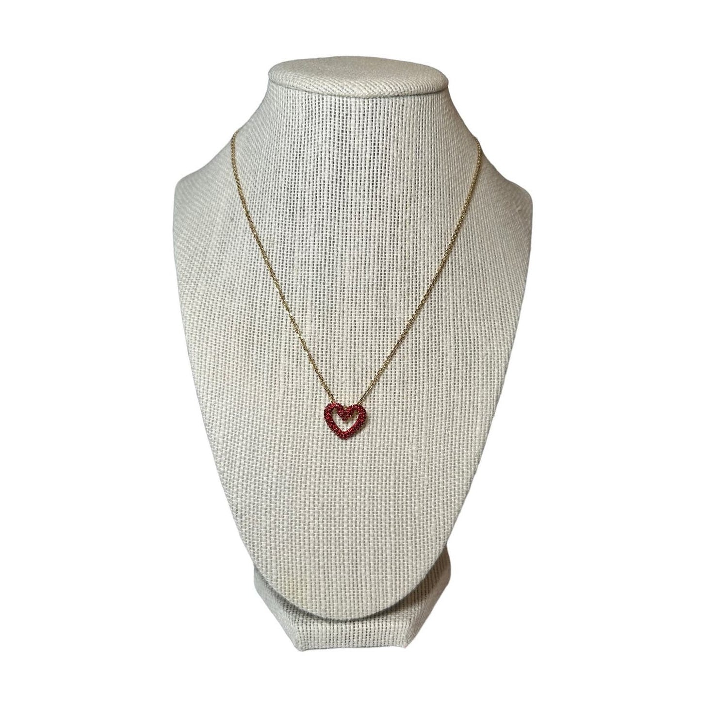 Swarovski Una pendant Pavé, Heart, Small, Red, Gold-tone plated Necklace