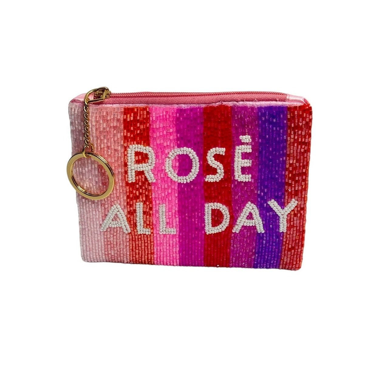 Rose All Day Beaded Coin Purse Key ring small pouch