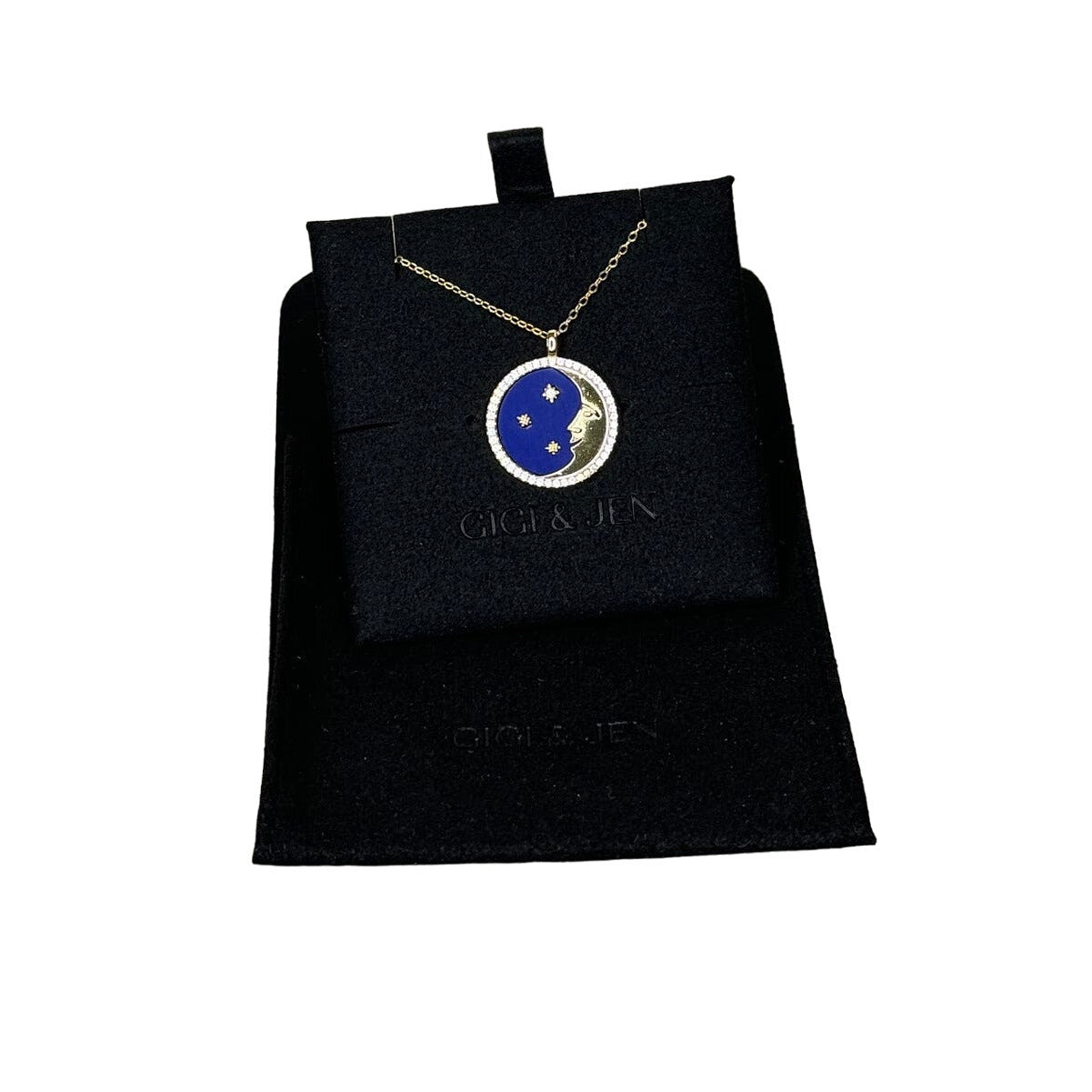 Moon + Star Night Sky Pendant  Necklace with Cubic Zirconia in 925 Sterling Silver