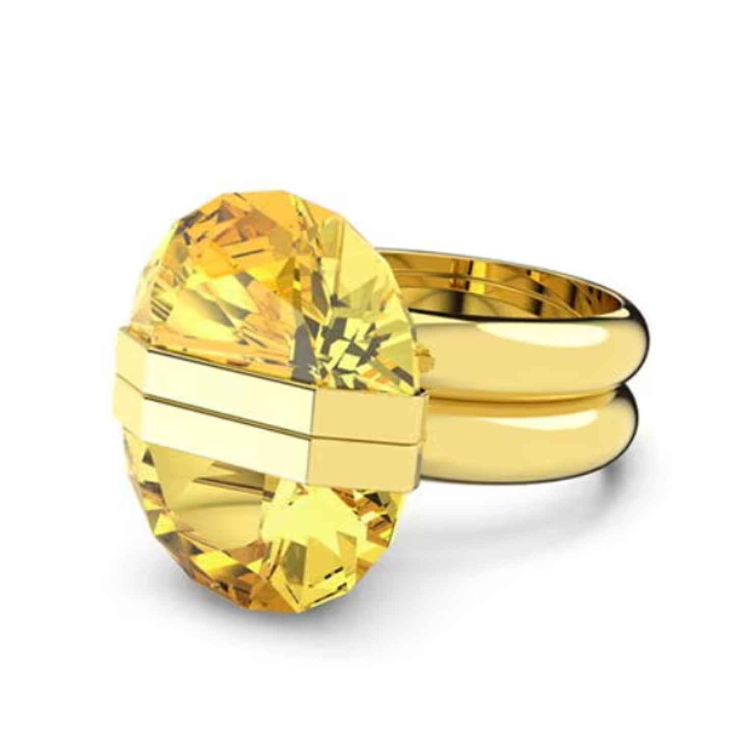 Swarovski Lucent ring Magnetic closure, Yellow, Gold-tone plated size 50/5