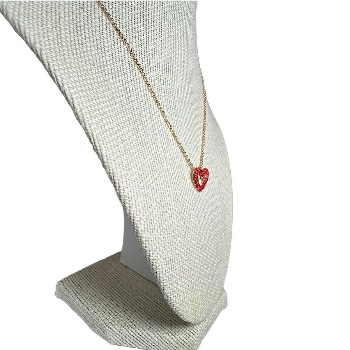 Swarovski Una pendant Pavé, Heart, Small, Red, Gold-tone plated Necklace