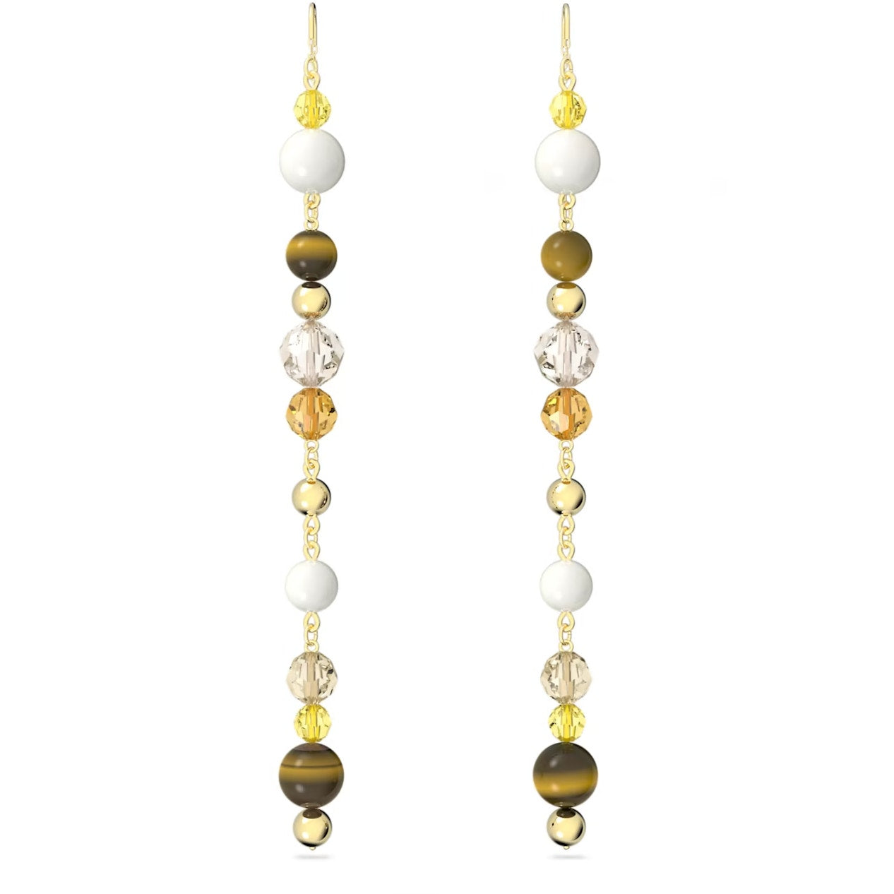 Swarovski Somnia drop earrings Extra long, Multicolored, Gold-tone plated