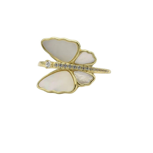 Beautiful Pave Outlined Stone Butterfly Ring Size 6