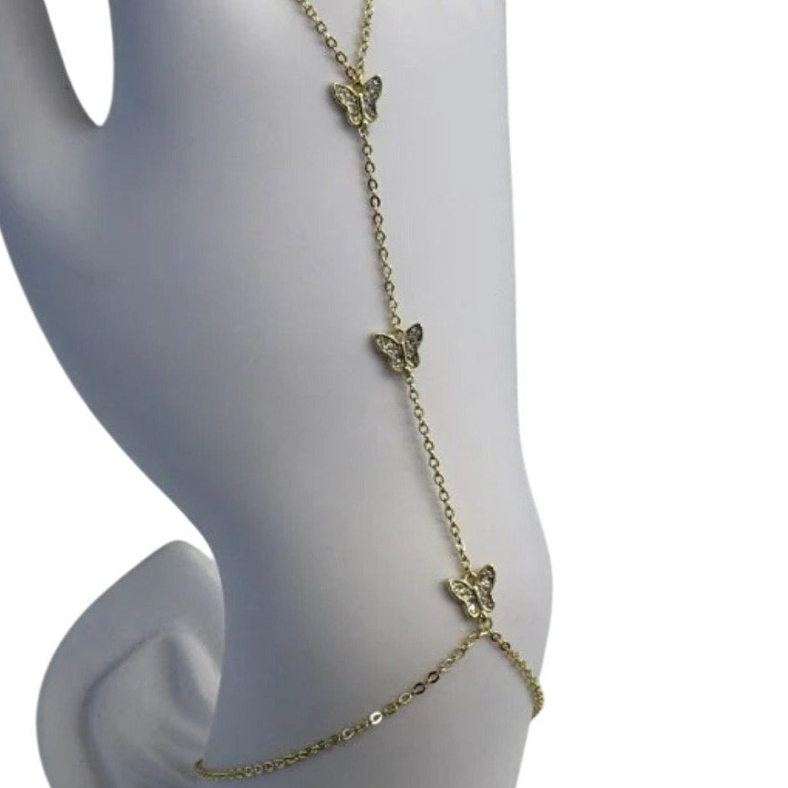 Butterfly Dream Hand Chain 14K Gold Plated 925 Sterling Silver