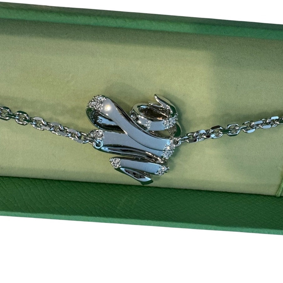 Swarovski Volta Bracelet, Heart, White, Rhodium Plated