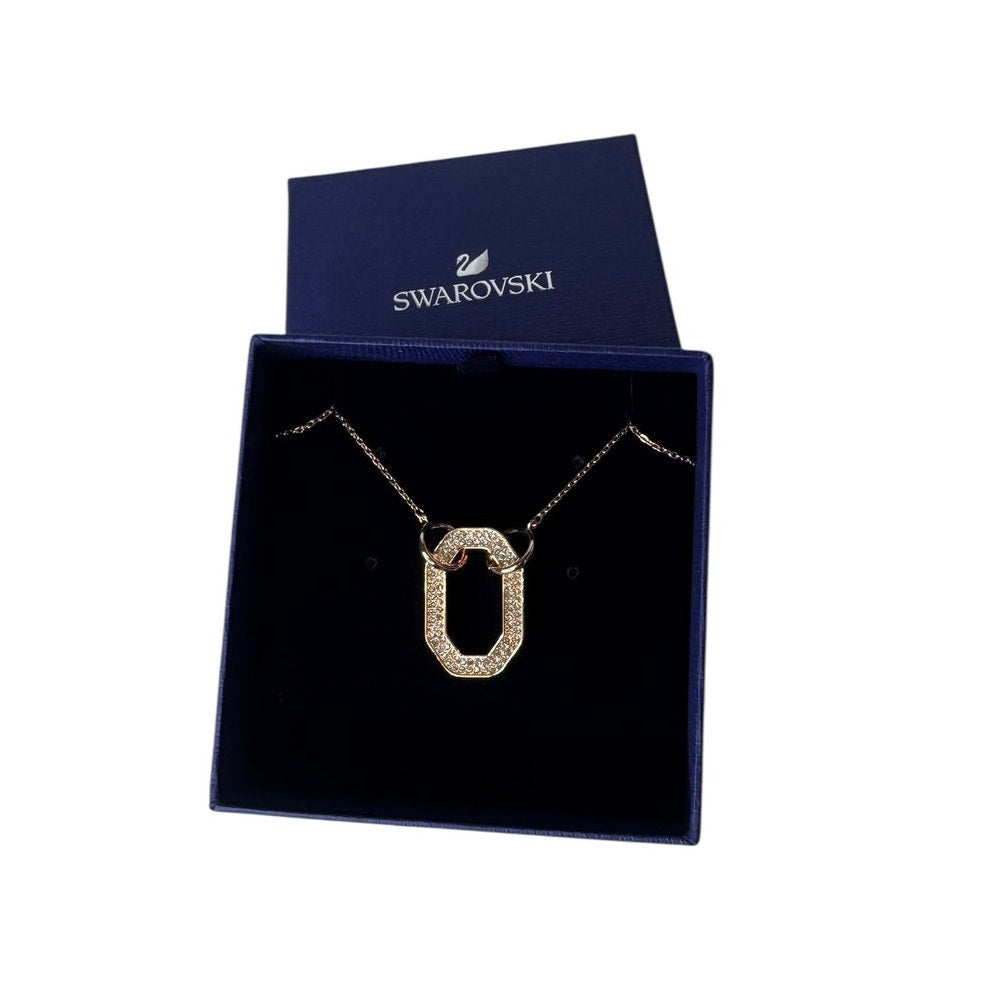 Swarovski Dextera Pendant Octagon Shape, Pavé, White, Rose Gold-Tone Plated