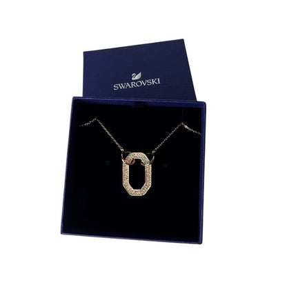 Swarovski Dextera Pendant Octagon Shape, Pavé, White, Rose Gold-Tone Plated