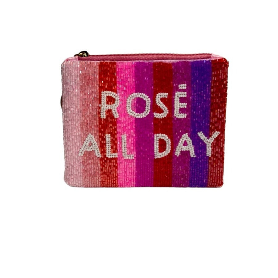 Rose All Day Beaded Coin Purse Key ring small pouch